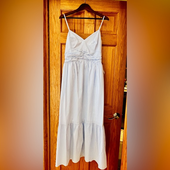 Express Light Blue & White Striped Maxi Dress with Pockets - Size Large - Picture 2 of 12